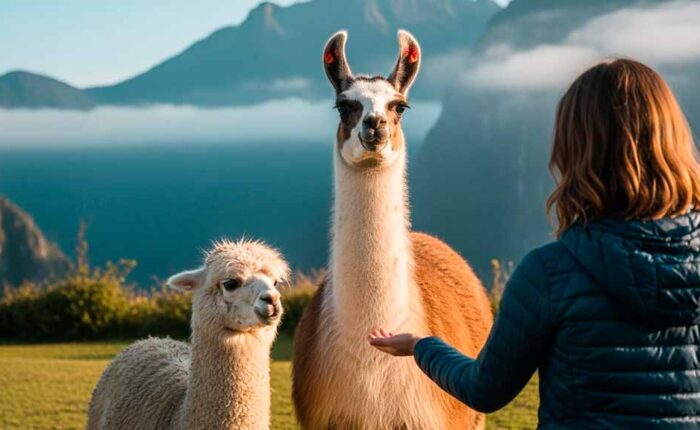turista descubre personalmente las diferencias entre llamas y alpacas en Perú