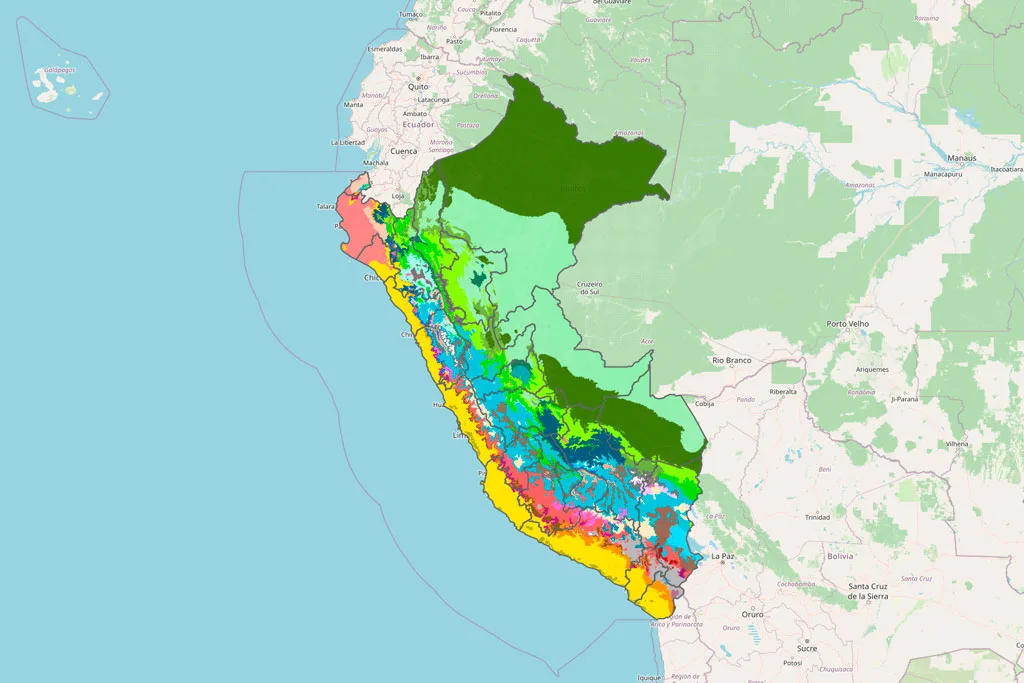 mapa con 38 tipos de climas en Peru