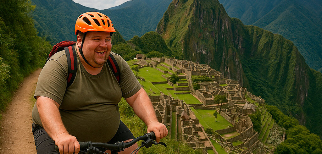 tour para gorditos en cusco haciendo bicicleta rumbo a machu picchu
