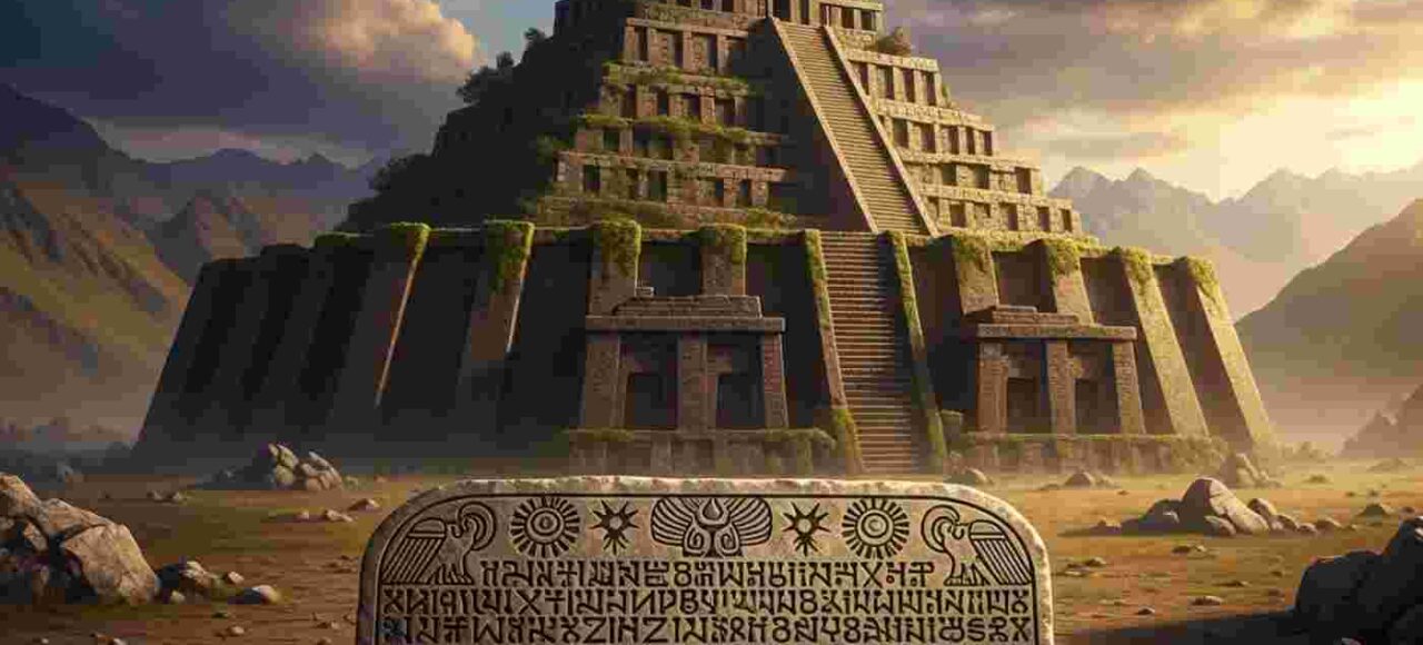 Representación de la fusión de la Arquitectura de Mesopotamia y los Andes, ilustrando la conexión de Sumeria en America