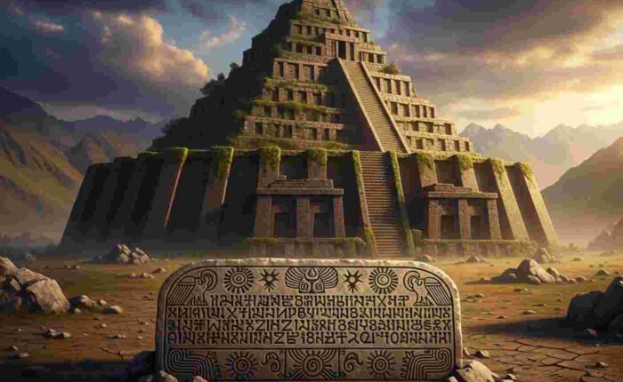 Representación de la fusión de la Arquitectura de Mesopotamia y los Andes, ilustrando la conexión de Sumeria en America