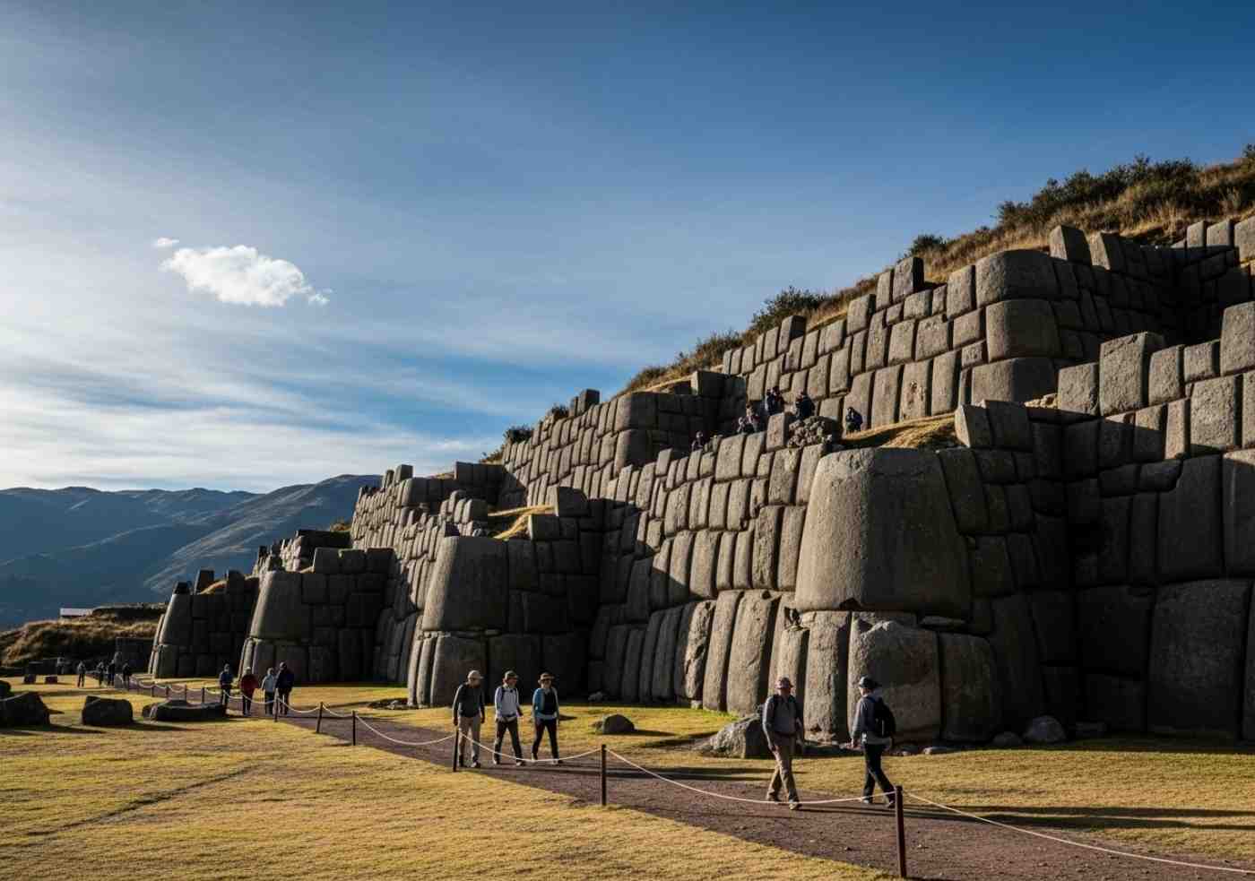 Muros de piedra de la fortaleza de Sacsayhuamán, un lugar clave para la aclimatación en Cusco para Salkantay