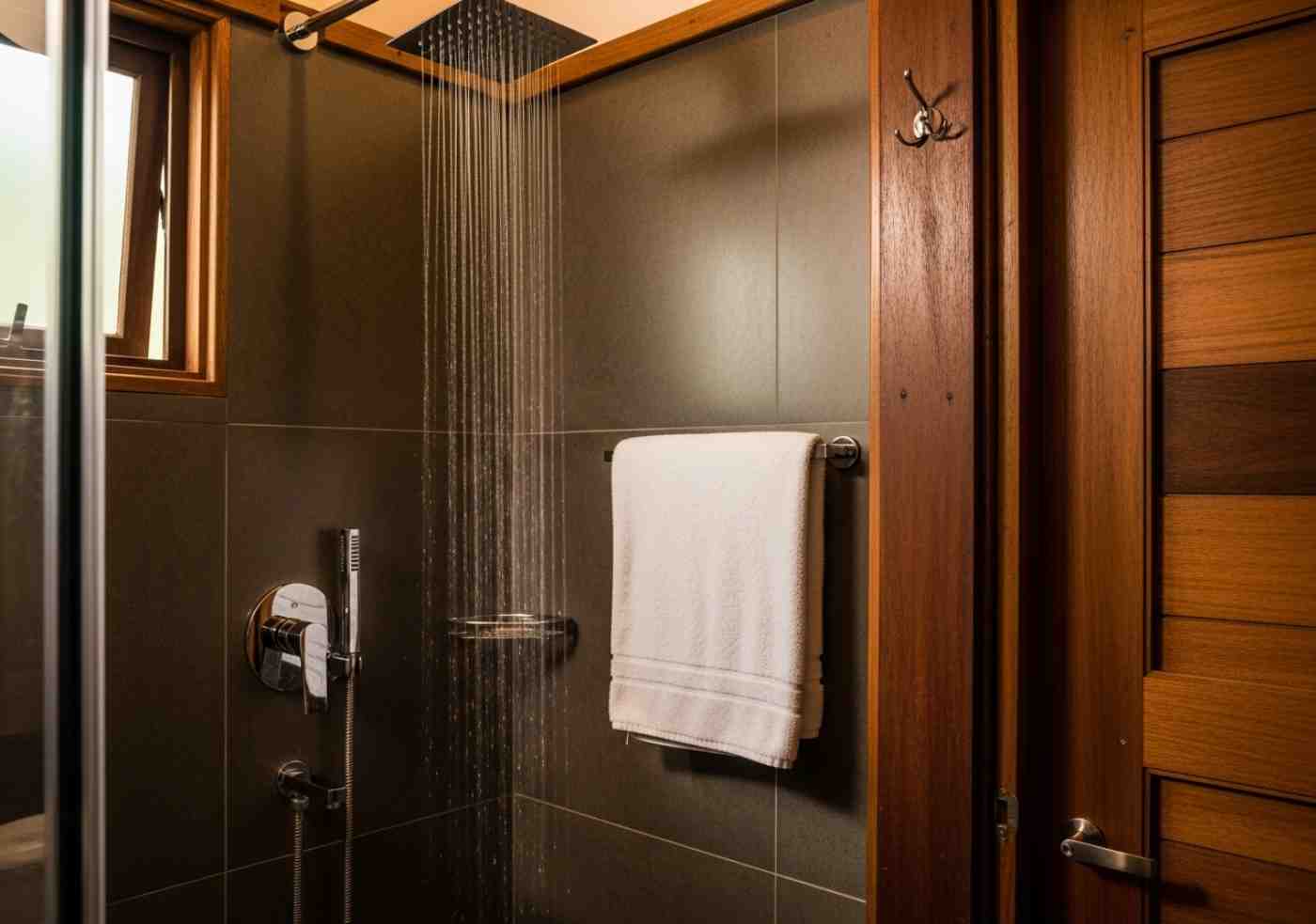 Baño privado y ducha con agua caliente en un alojamiento del Inka Jungle