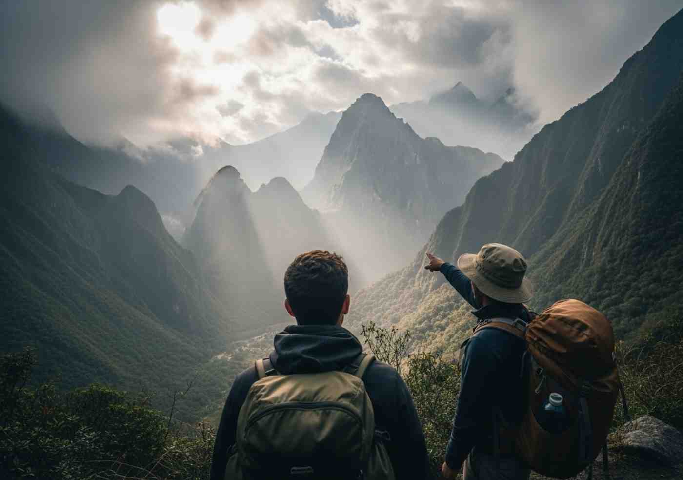 Un viajero y su guía observando en silencio la inmensidad de las montañas andinas, una de las características de un buen guía es saber cuándo callar