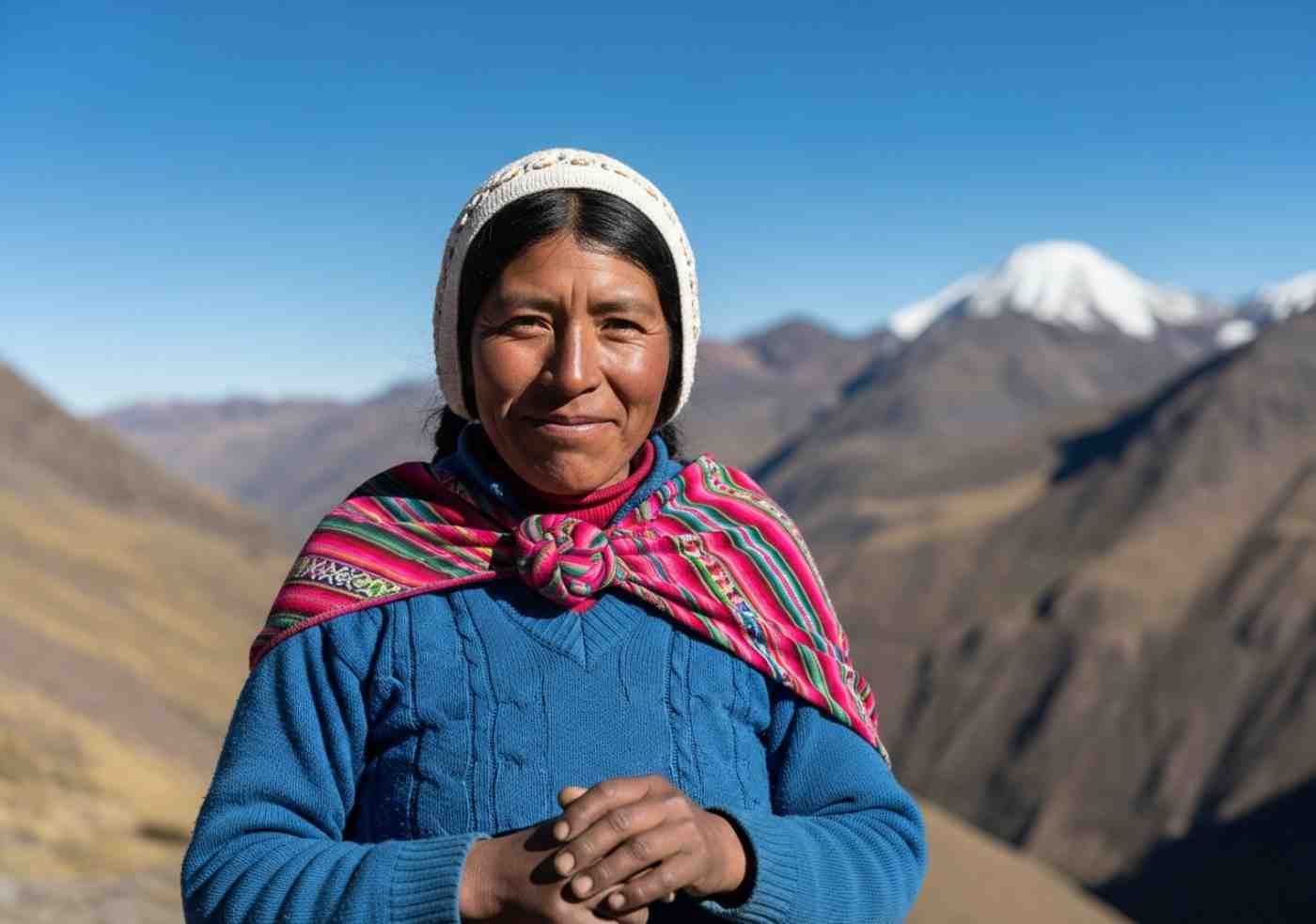 Un guía local de Cusco sonriendo, mostrando la autenticidad y calidez de un viaje auténtico por Perú