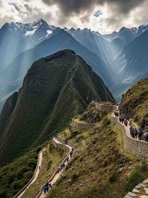 Un senderista reflexiona sobre la principal razón para no hacer el Camino Inca: la multitud de excursionistas visibles en el sendero andino