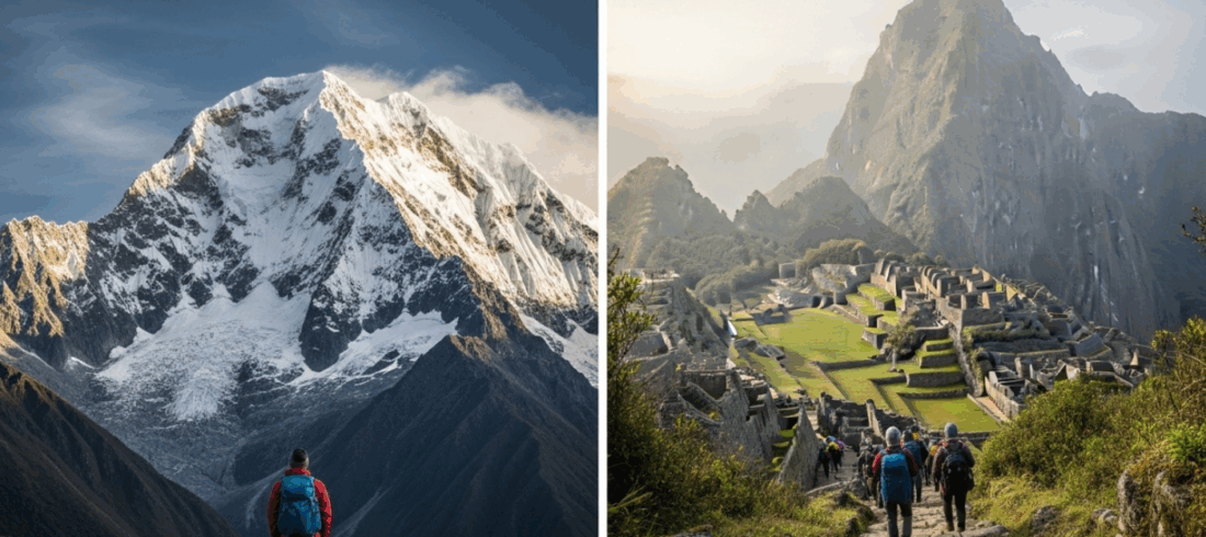 Comparativa del paisaje montañoso del Salkantay Trek vs Camino Inca con sus senderos de piedra