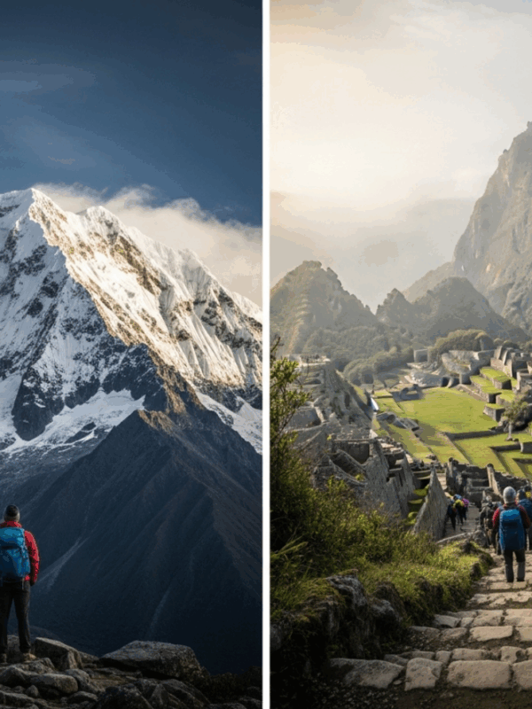 Comparativa del paisaje montañoso del Salkantay Trek vs Camino Inca con sus senderos de piedra