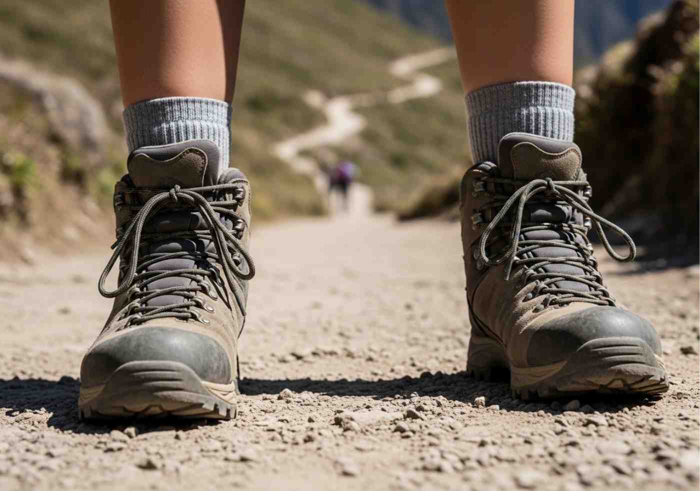 Detalle de una viajera ajustando su mochila, un ejemplo de la seguridad en el Salkantay trek para una mujer